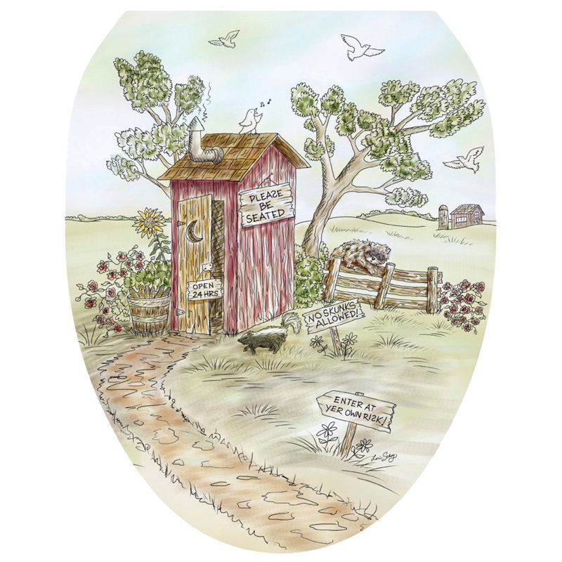 Décalcomanie de siège de toilette Thèmes Outhouse - Taches de toilette rustiques, Allongé