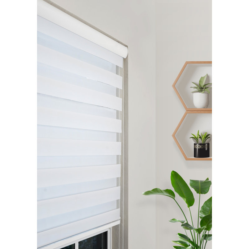 Store à motif de zèbre de taille personnalisée pour fenêtres d'intérieur Pinecrest Home Goodies, 74"W x 78"L, Blanc