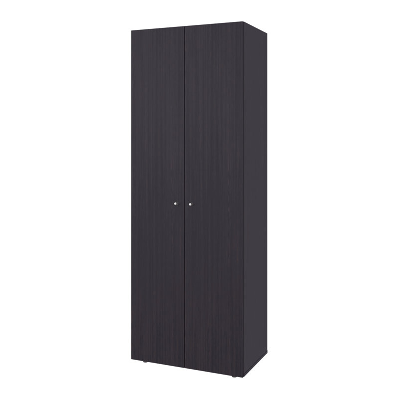 Armoire H 66,9 po, 2 portes, 4 tablettes, chambre à coucher, Noir mat