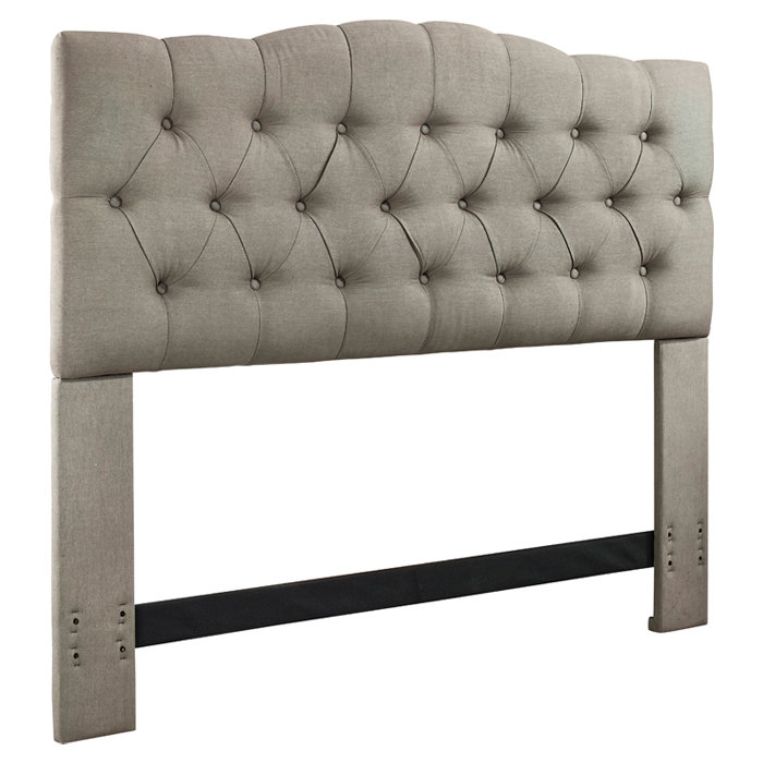 Camelback Diamond Tufted Upholstered Panel Headboard, Queen, Off-White