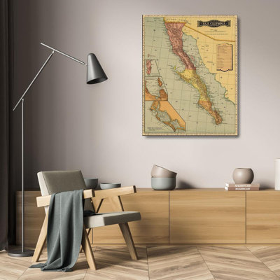 Lark Manor™ Vintage Maps Gallery Wrapped Canvas Art Titled: Baja California 1844