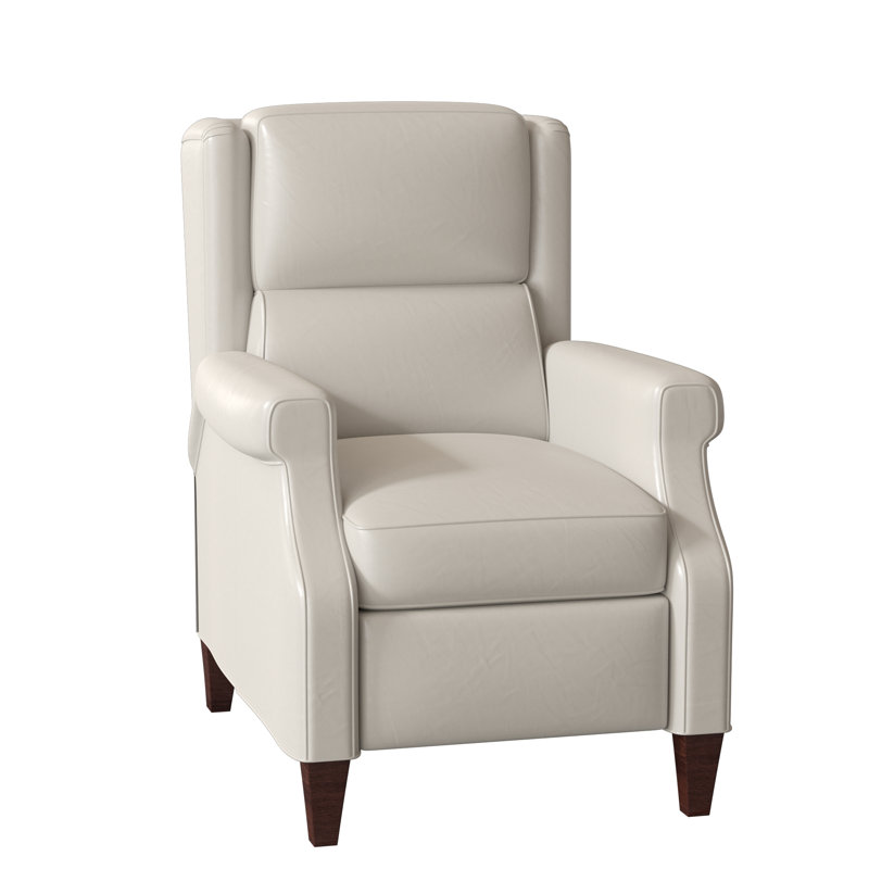 Gallaway Recliner, Manual, Mahogany, Aline Light Gray Stonewash Genuine Leather