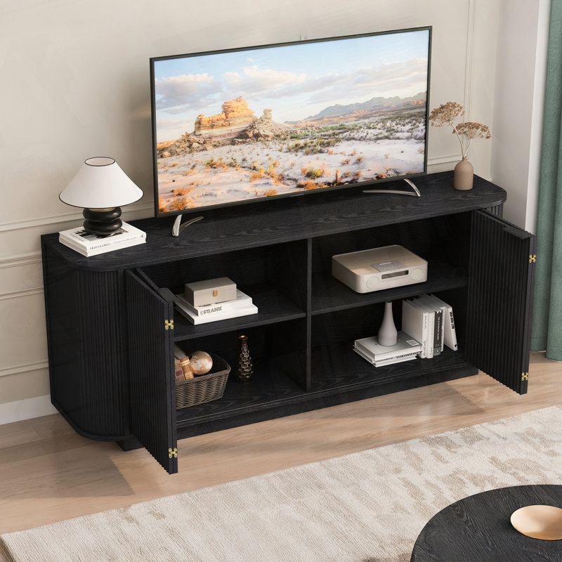 Buffet à double porte avec tablettes réglables Wavy Storage, Noir