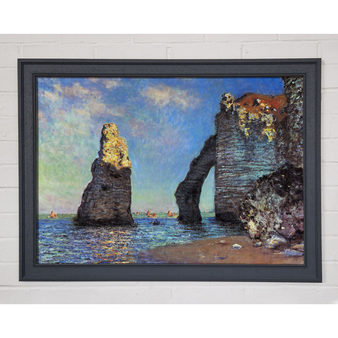 Gerahmtes Leinwandbild The Rocky Cliffs Of Etretat von Claude Monet