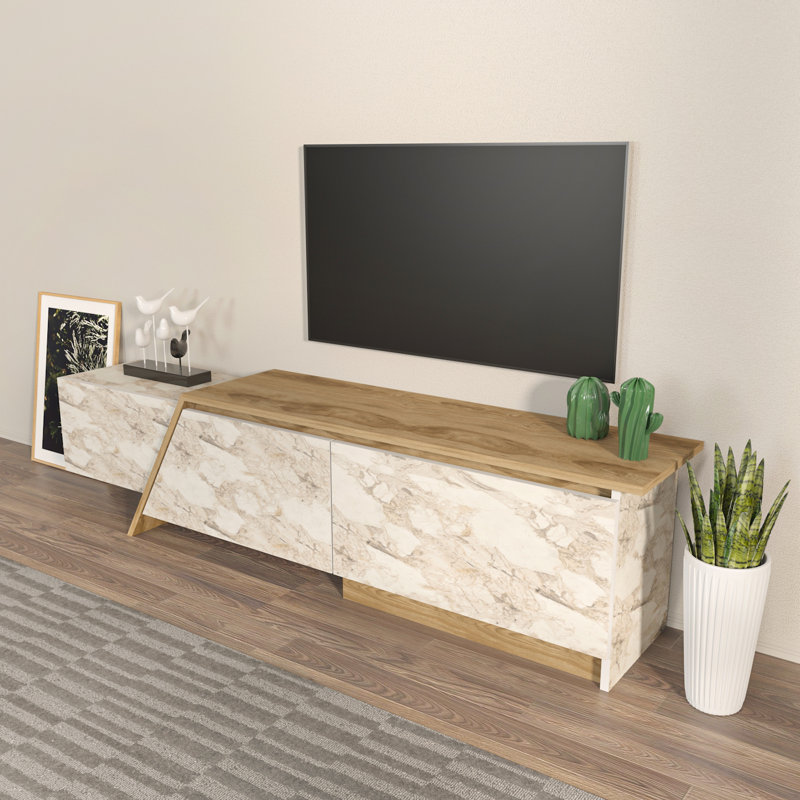 Bahand 70" TV Stand for TVs up to 55", Marble Oud Oak