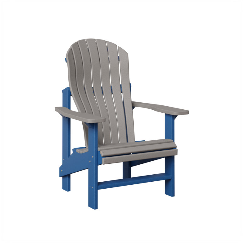 Berlin Gardens Contour Upright Adirondack Chair, Light Gray with Pacific Blue