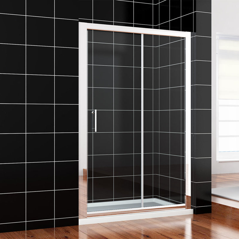 185mm H Hinged Framed Walk In Glass Screens with Clear Glass, 130cm