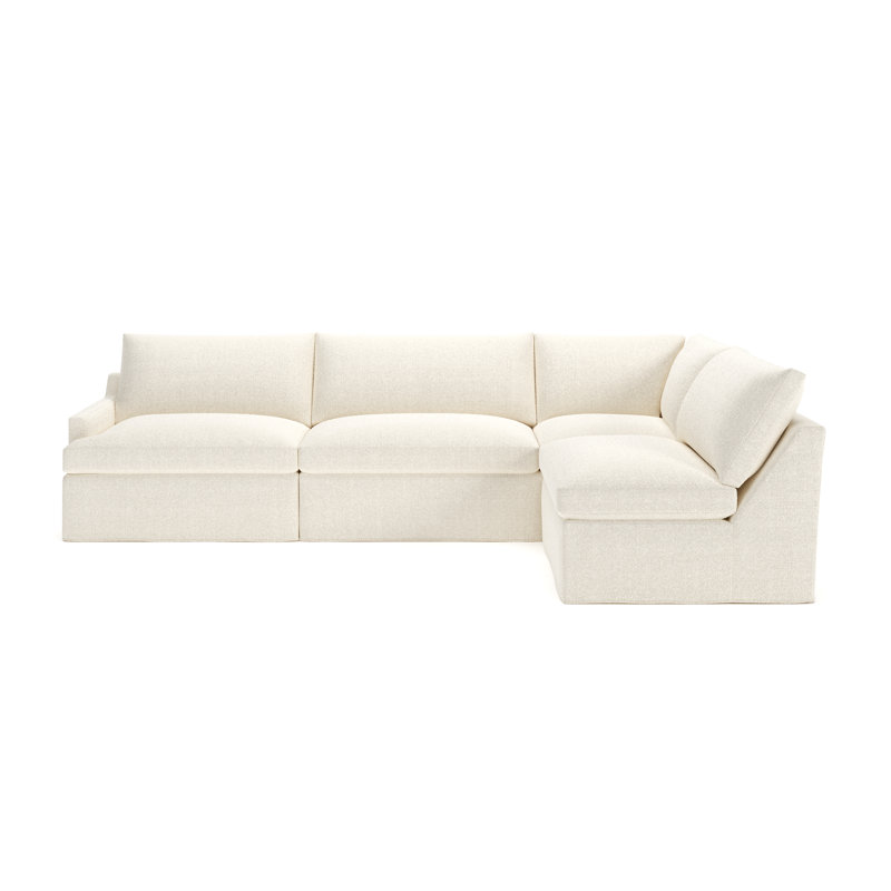 Canapé modulaire 4 pièces Wrenley, Tissu performance bouclé Davis Pearl, Orienté à droite
