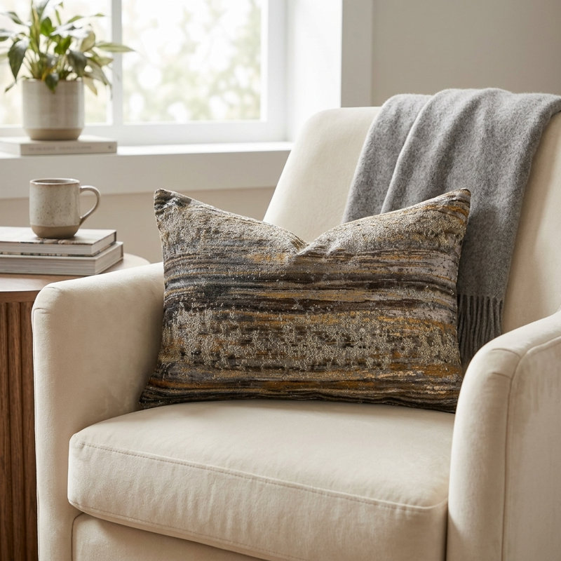 Oreiller de luxe Wildflower Icy, 20 po x 26 po, Coussin lombaire