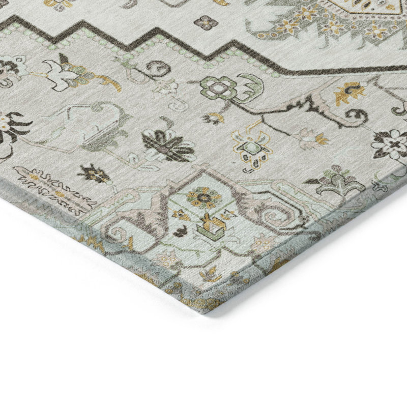Tapis oriental lavable intérieur ivoire et brun 10 pi x 14 pi