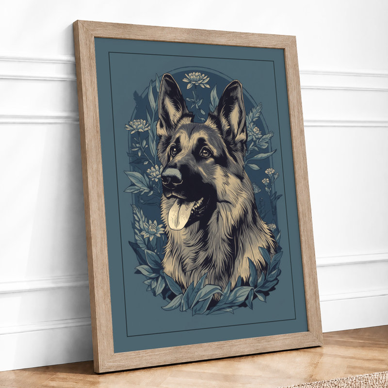 German Shepherd Study Japandi - Print, A1 - 84.1 x 59.4 cm, Oak