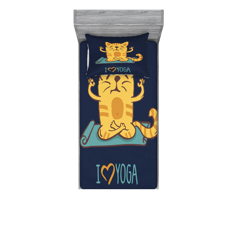 Ensemble de draps i love yoga, Ensemble de draps pour lit simple avec drap-housse
