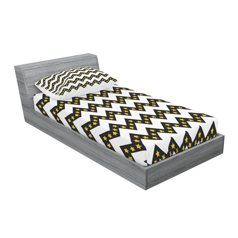 Microfiber Chevron Sheet Set, Twin Sheet Set with Fitted Sheet
