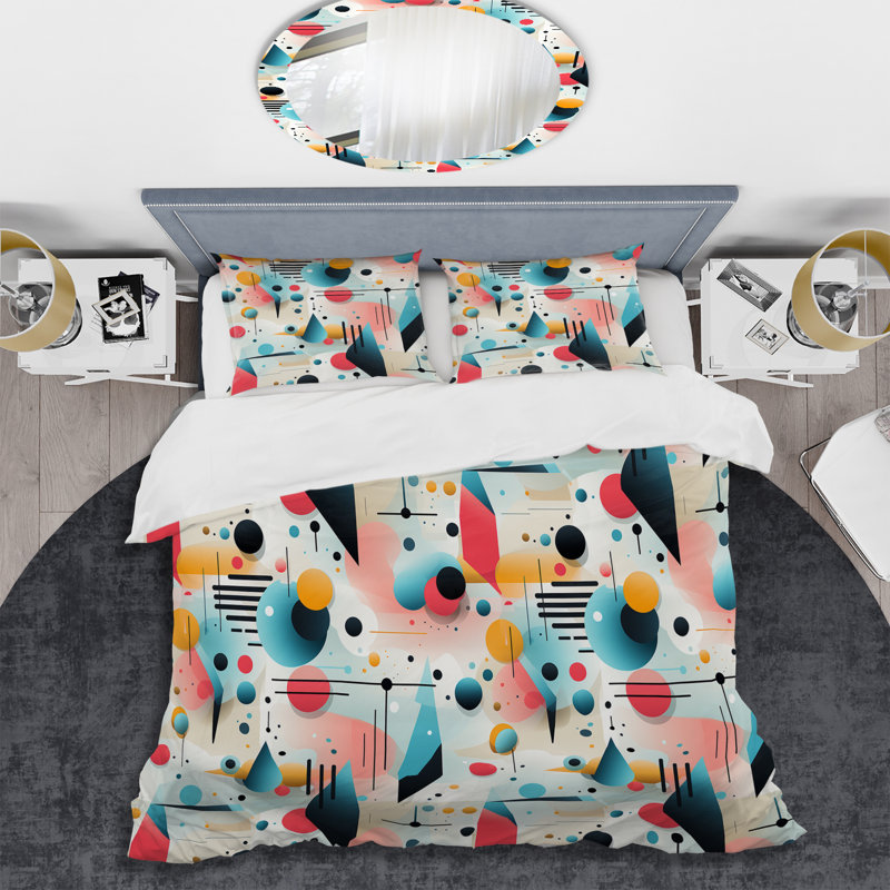 Ensemble de housse de couette rose et bleu 1950S, Housse de couette pour très grand lit et 2 très