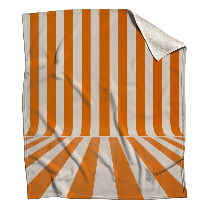 Couvertures à rayures verticales orange et blanches, L 60 po x H 80 po