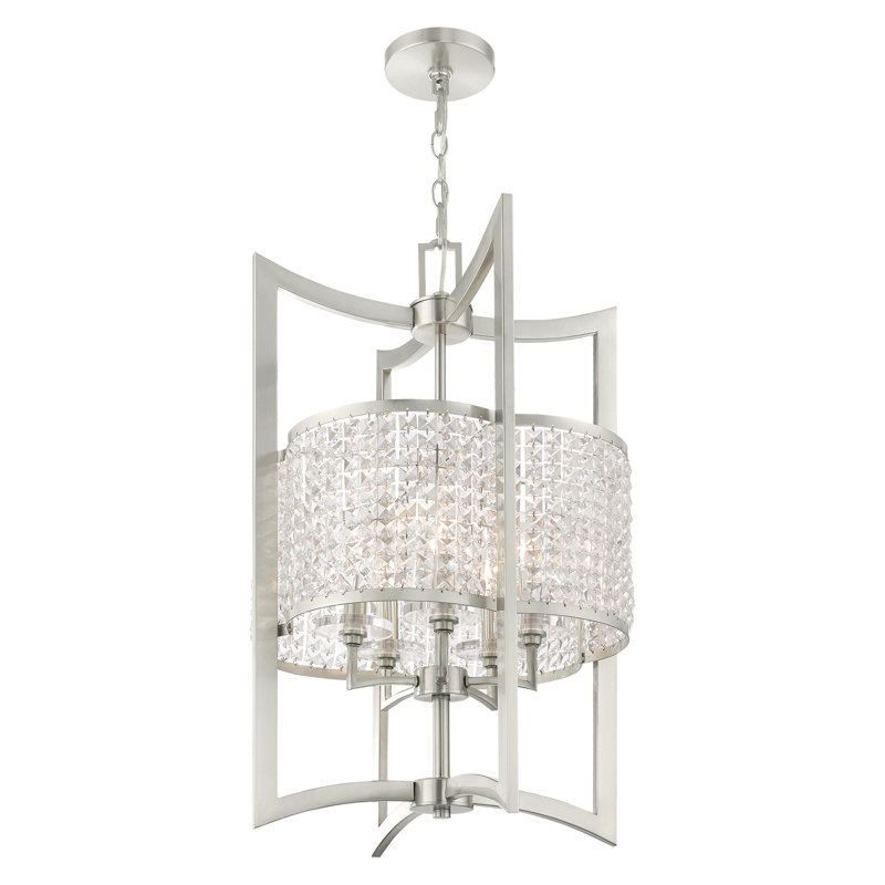 Lustre géométrique à 5 lumières Belisle, Nickel brossé
