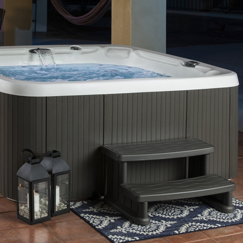 Gray 2-Step Spa Step for Square and Round Hot Tubs