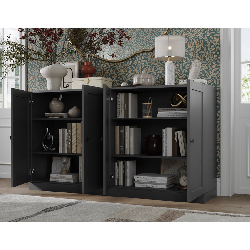 Palace Imports 100% Solid Wood 64" Sideboard with Shaker Doors & Adjustable Shelves, Grey