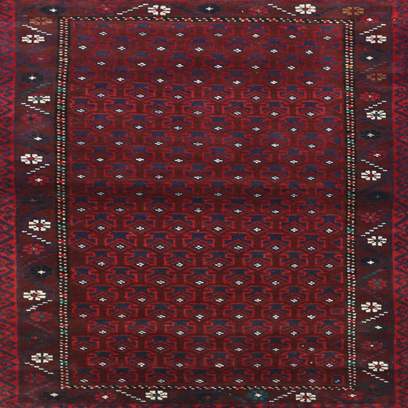 Tapis rouge à motif sud-ouest, Carré 3 pi