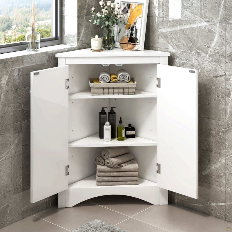 Armoire de rangement triangulaire pour salle de bain avec tablettes réglables, armoire de plancher autoportante pour la cuisine à domicile