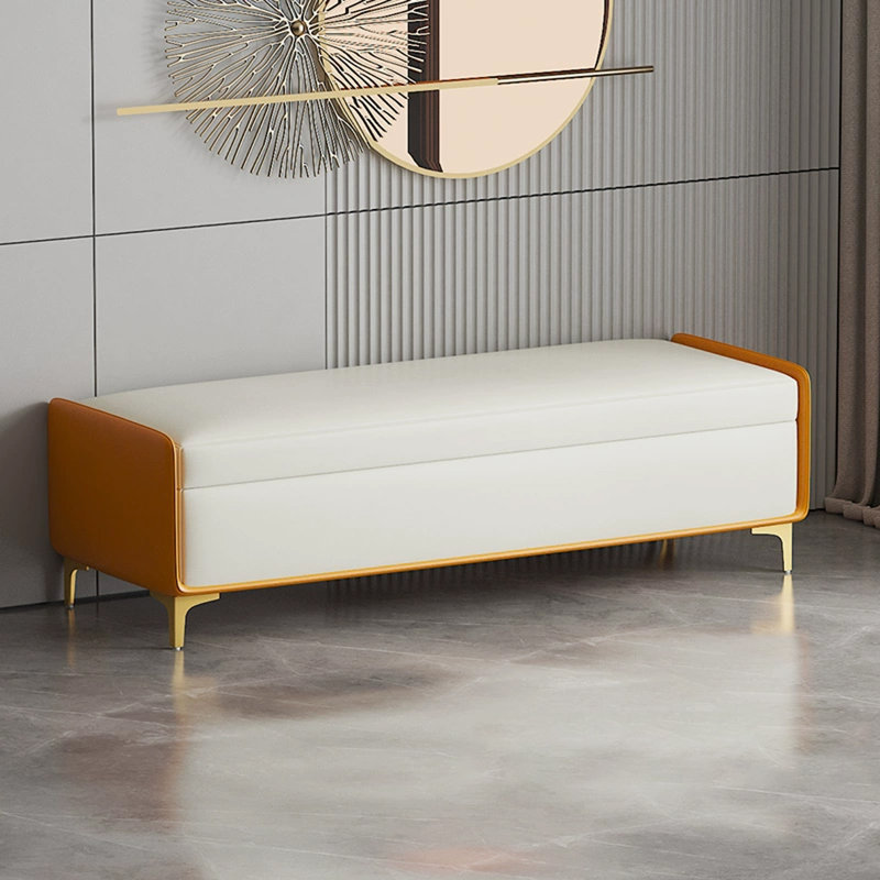 Banc avec revêtement, Beige/Orange, H 15,75 po x l 47,24 po x P 15,75 po
