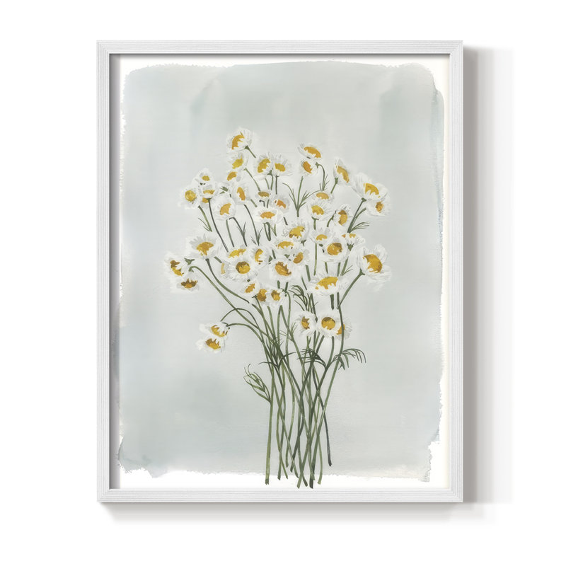 «Chamomile Bouquet I», reproduction encadrée - bois massif, H 15 po x l 12 po, Blanc