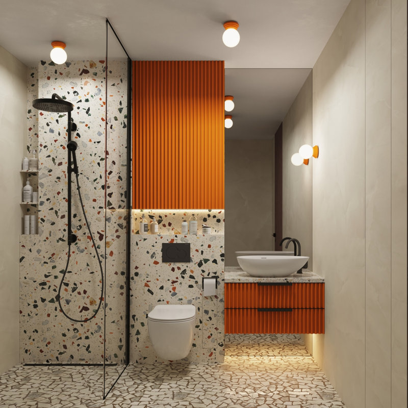 Zori Ceramic Flush Mount, Orange