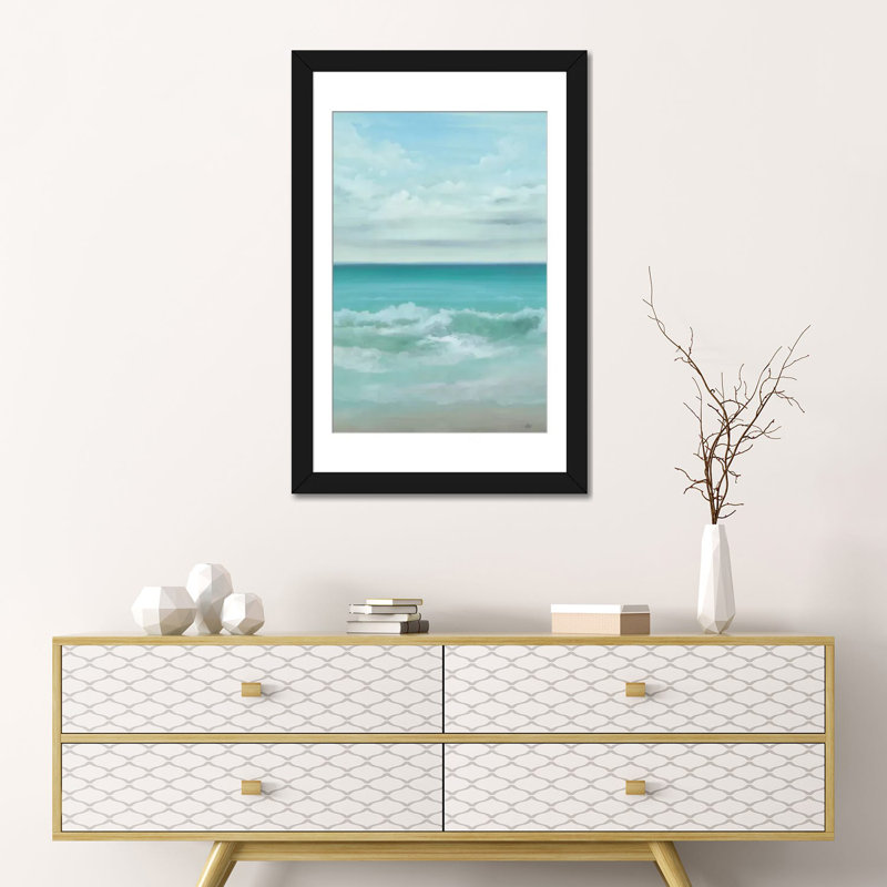 « aqua marine », impression sur toile, H 24 po x l 16 po x P 1 po, Papier d'art encadré noir, Blanc