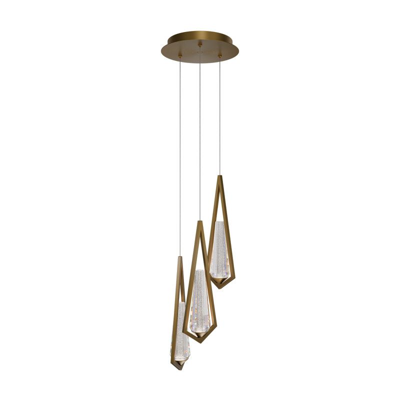 Devotion LED Pendant, 3 Lights,  18" H x 12" W x 12" D, Aged Brass