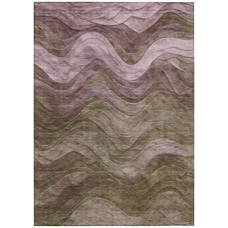 Elion Brown Washable Indoor-Outdoor Rug - LOOMLAN, 5' x 7'6"