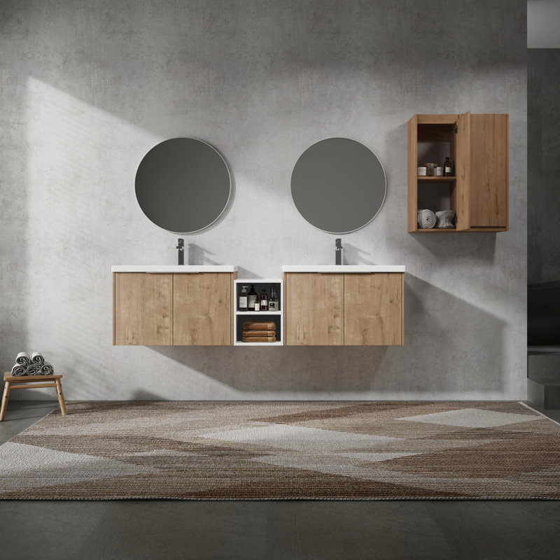 Meuble-lavabo de salle de bain moderne avec armoire d'appoint - apparence élégante 72 po et meuble-lavabo élégant, 72"
