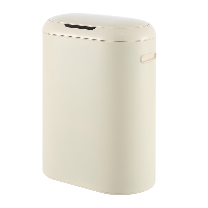 Limestone Beige Plastic Touchless Motion Sensor Trash Can, 13.2 Gallons