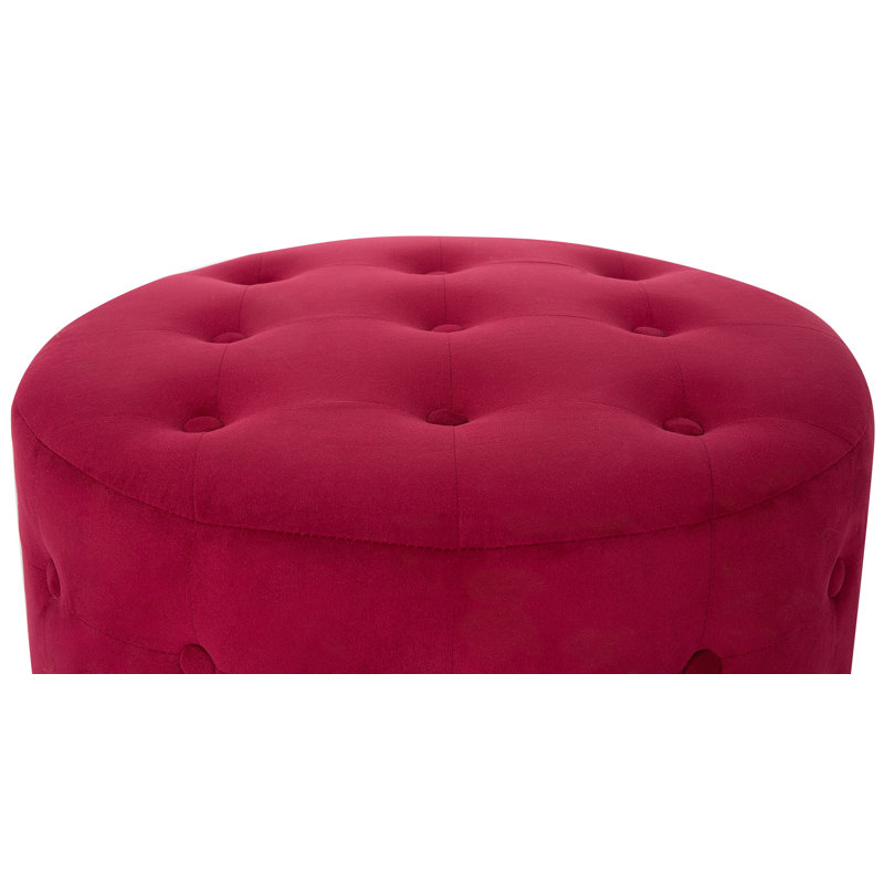 55cm Wide Tufted Round Solid Colour Pouffe Ottoman with Storage, Red
