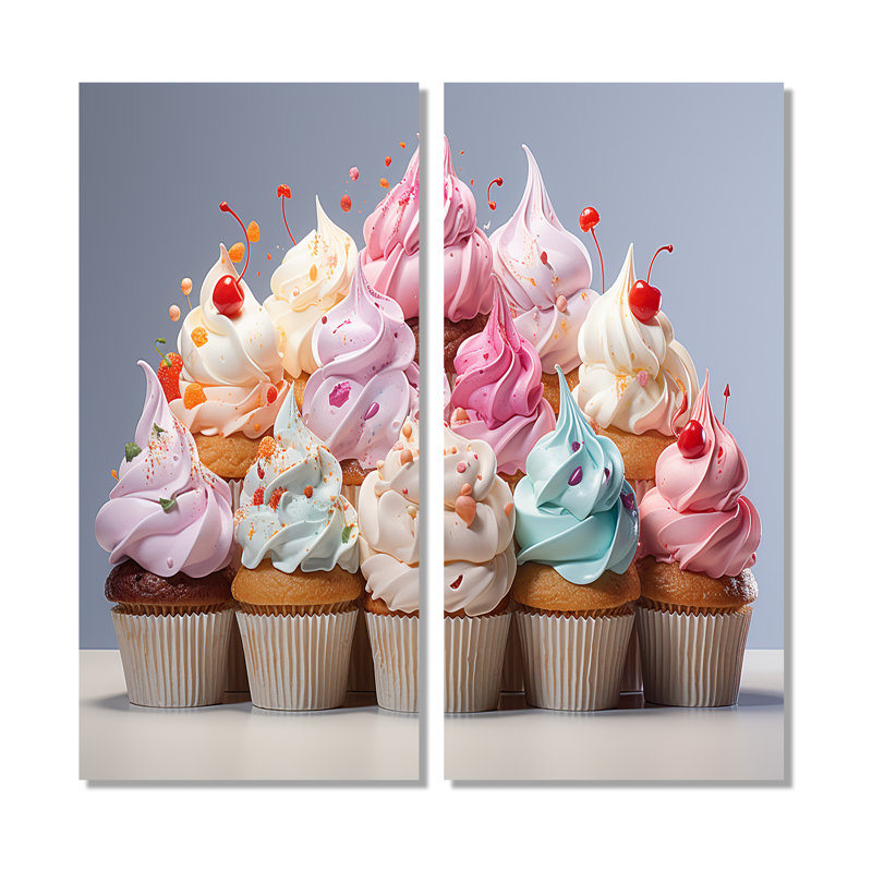 Popart Cupcakes Delight - impressions sur toile traditionnelles, 40" H x 40" W, Framed Wrapped Canvas, Does Not Apply