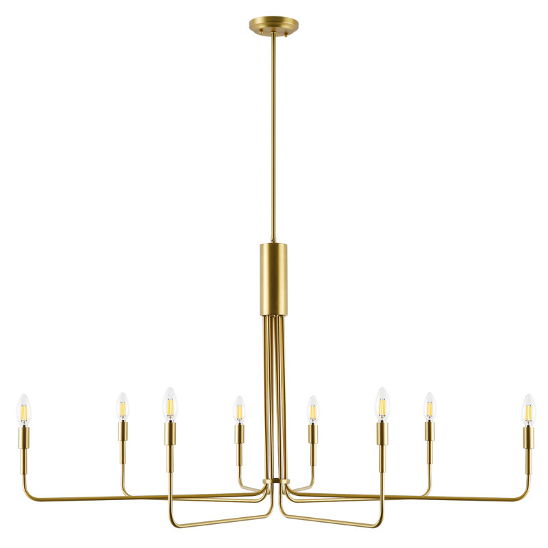 Lustre linéaire moderne à 8 lumières de style bougie Sola, Laiton brossé
