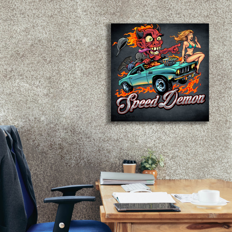 Reproduction sur toile Arjan Speed Demon Flamboyant Hot Rod sur toile, H 26 po x l 26 po x P 1,5 po