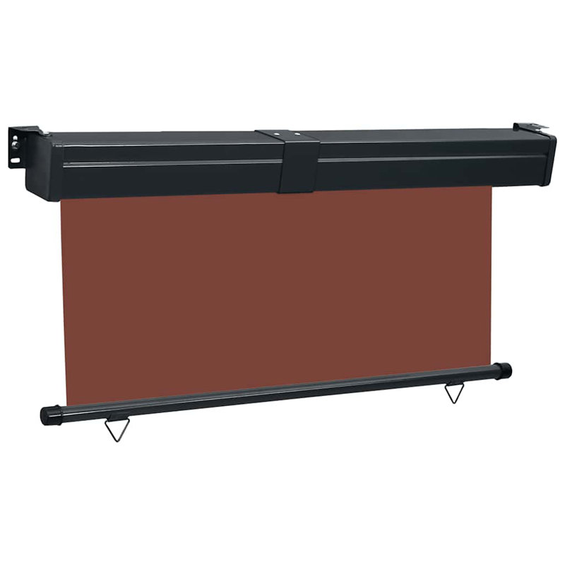 Écran d'intimité rétractable avec auvent rétractable, Brun, H 98,4 po x l 63 po