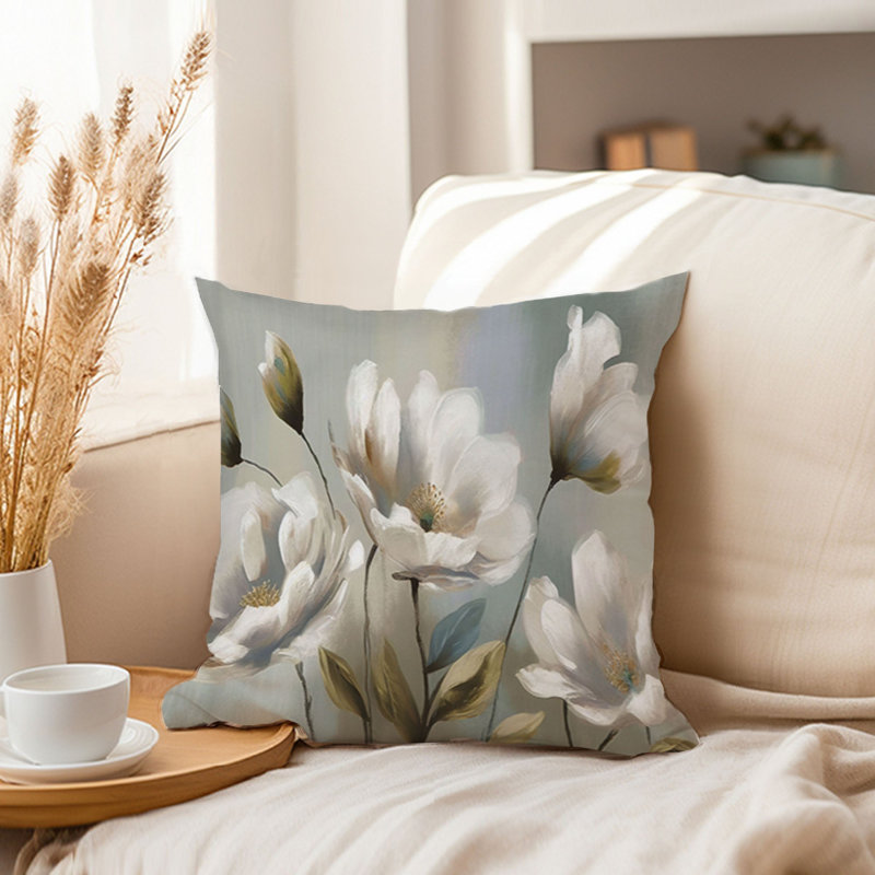 Floral Pillow Cover, 18"H x 18"W
