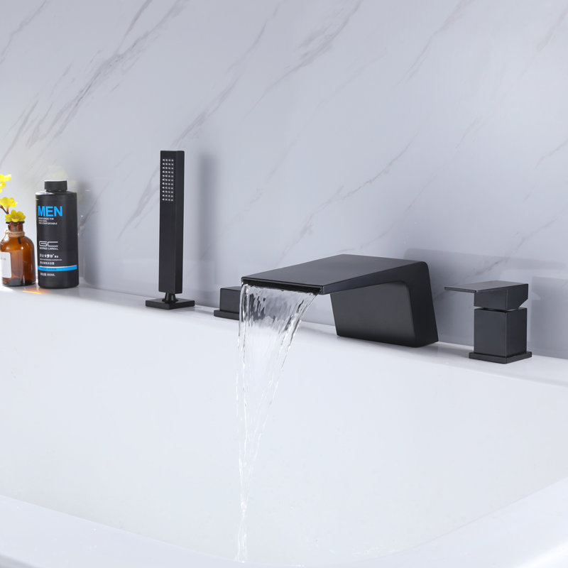 2 Handle Deck Waterfall Faucet with Diverter