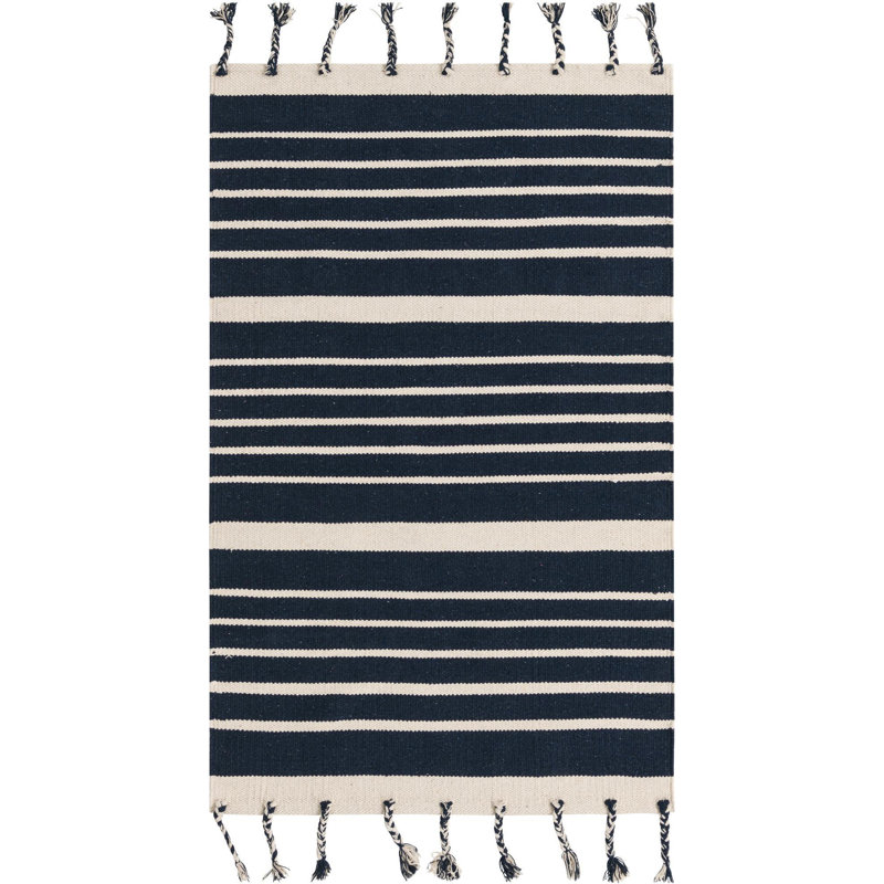 Gwin Cotton Striped Indoor Rug, Rectangle 3'3" x 5'
