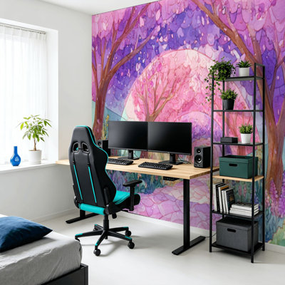 Papier peint adhésif auto-adhésif moderne pour la chambre à coucher avec auvent floral de rêve L 69 po x l 96 po Peel and Stick