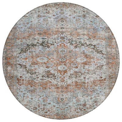 Machine Washable Indoor/Outdoor Xhevrie Paprika Rug