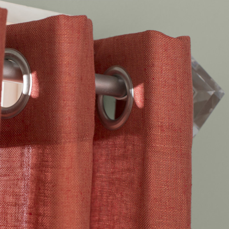 Sickels Semi Sheer Curtain Pair, Terra Red, 52" W x 96" L