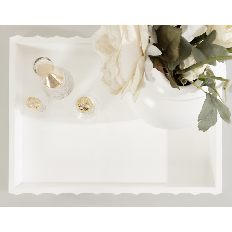 Cardella Fluted Rectangle Serving Tray, White