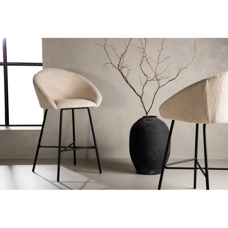 Seda Upholstered Velvet Bar Stool with Steel Frame