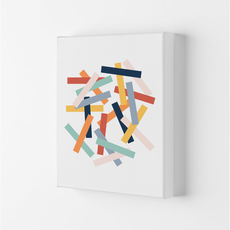 Colourful Scandinavian Lines Original - Print on Canvas, 59cm H x 42cm W x 1cm D, No Frame