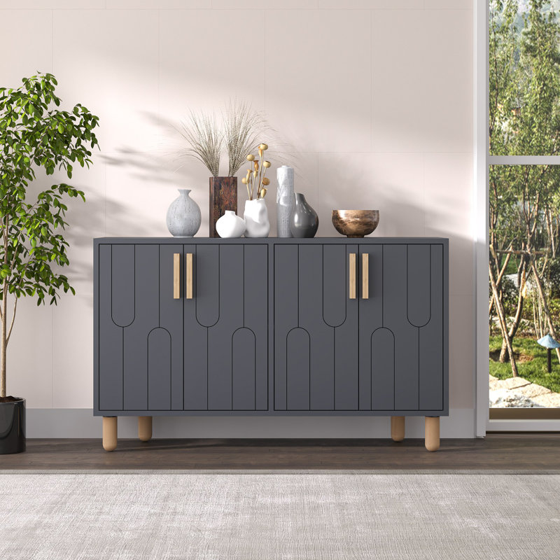 Console moderne anthracite de 47,2 po x 29,0 po x 11,6 po | 100% panneau de particules enduit de mélamine, épaisseur: 0,7 pouce | Conception géométrique élégante, parfaite pour le vestibule ou le salon, durable et élégante