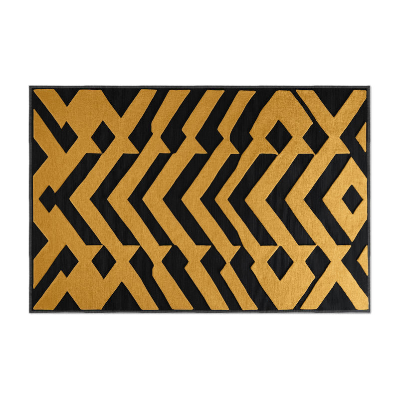 Trellis Black Indoor and Outdoor Area Rug, Rectangle 2' x 3'