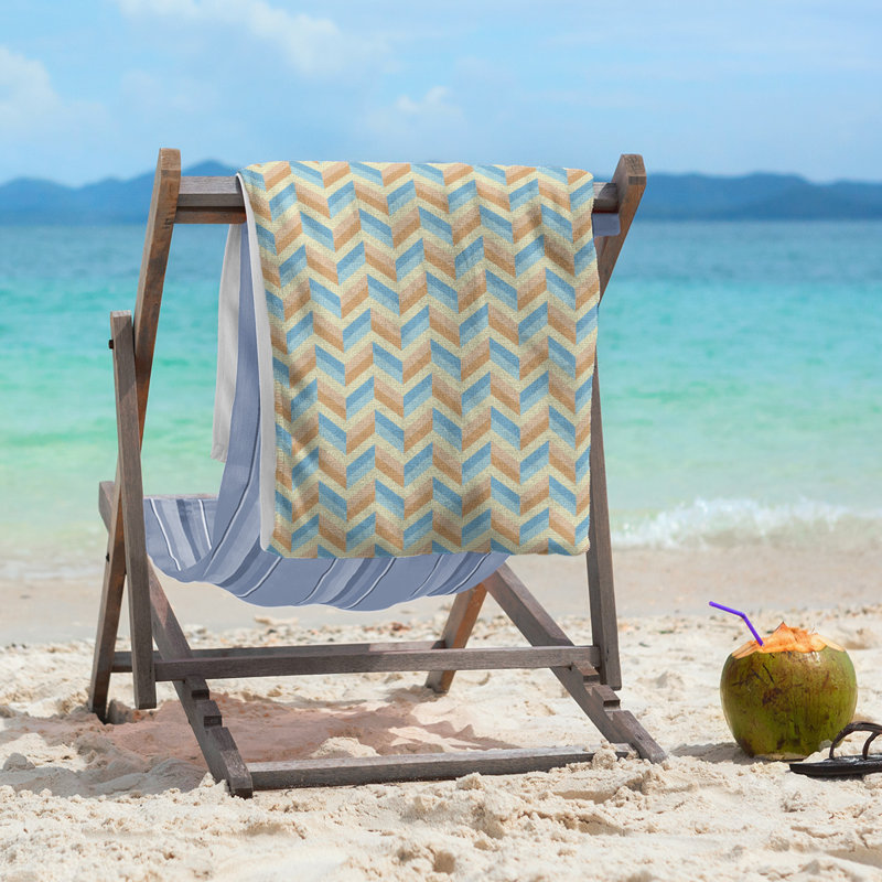 Katelyn Elizabeth Cotton Blend Beach Towel, Blue/Orange