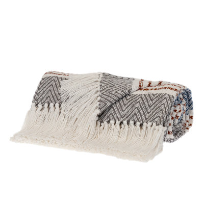 Jeté rayé en coton tissé